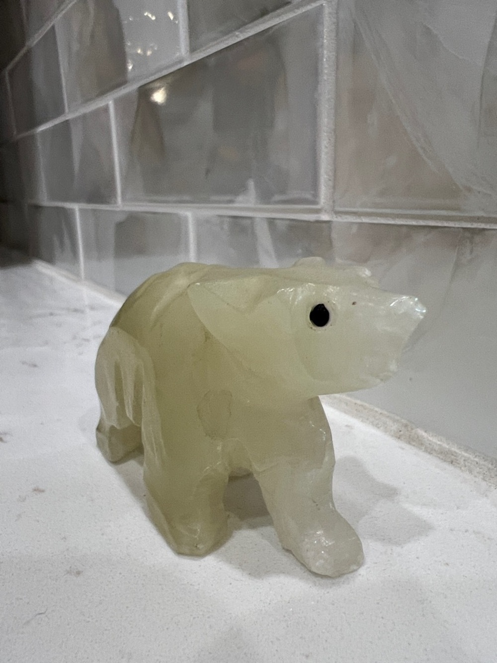 Vintage Onyx Bear Figurine Stone Carving Marble Small - Picture 7 of 10